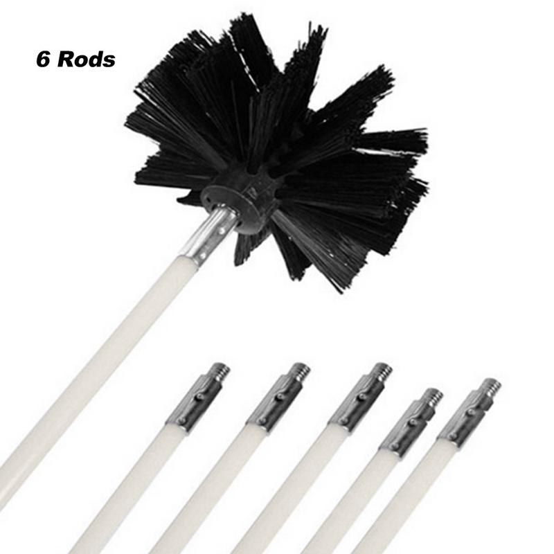 Bendable Long nylon wire Chimney Brush Flexible Dryer Pipe Inner Wall Cleaning Kit Includes 6 Flexible Rods 1 Brush Head