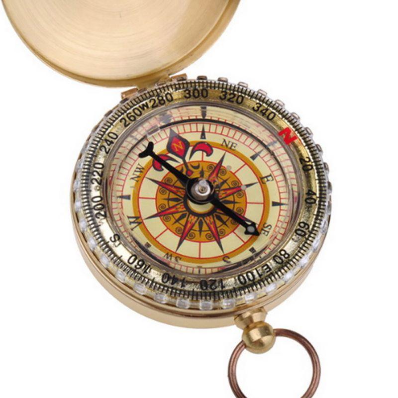 Camping Hiking compass Portable Brass Pocket Golden Navigation for Outdoor Activities Pointing Guide