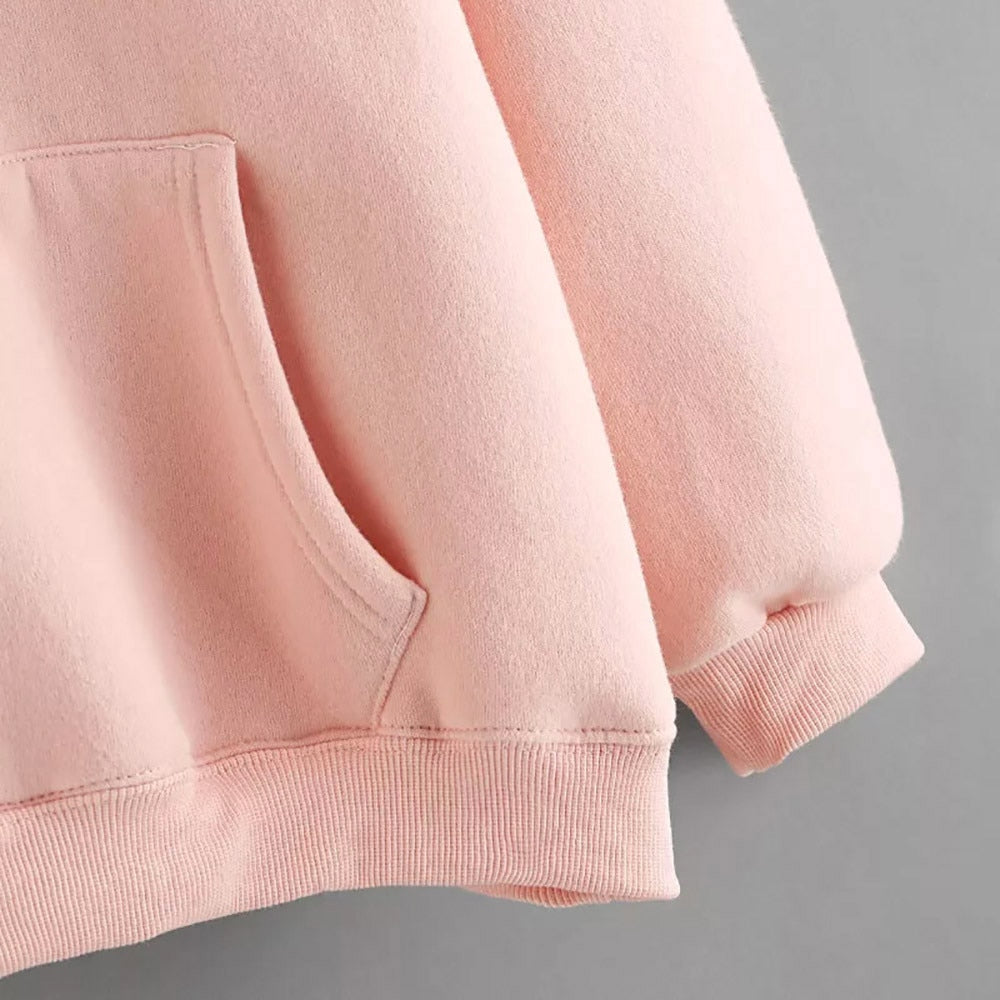 Harajuku Hoodies Women Long Sleeve Rabbit Embroidered Sweatshirt Pullover Autumn Lovely Rabbit Ears Jumper