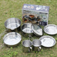 Mayitr 8Pcs Stainless Steel Outdoor Camping Picnic Pot Pan Kit Camping Backpacking Hiking Cookware Set High quality