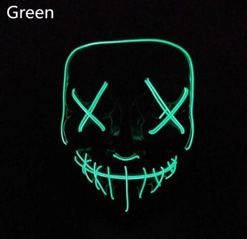 Halloween LED Glow Masks Horror Rave Mask El Wire Light up for Festival Cosplay Costume Funny Election Party Decor Purge Mask