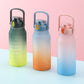 New Frosted Gradient Color Water Bottle Large Capacity Straw Travel Pot Color Sports Water Bottle Outdoor Fitness Cup