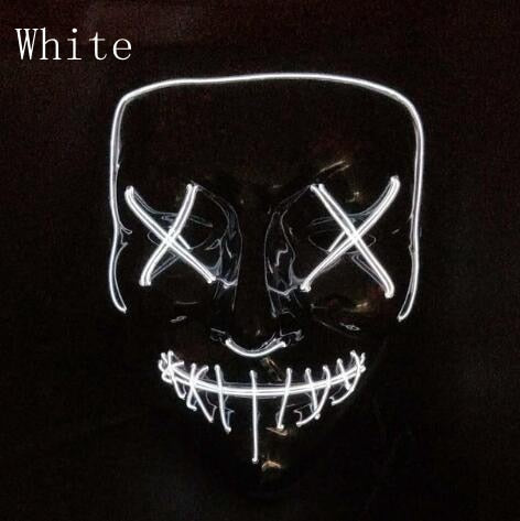 Halloween LED Glow Masks Horror Rave Mask El Wire Light up for Festival Cosplay Costume Funny Election Party Decor Purge Mask