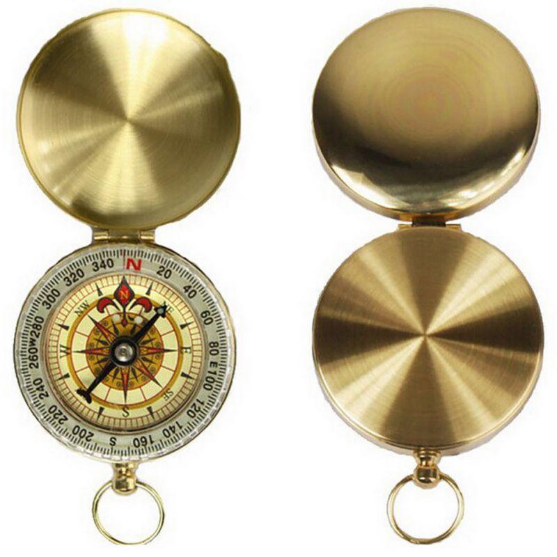 Camping Hiking compass Portable Brass Pocket Golden Navigation for Outdoor Activities Pointing Guide