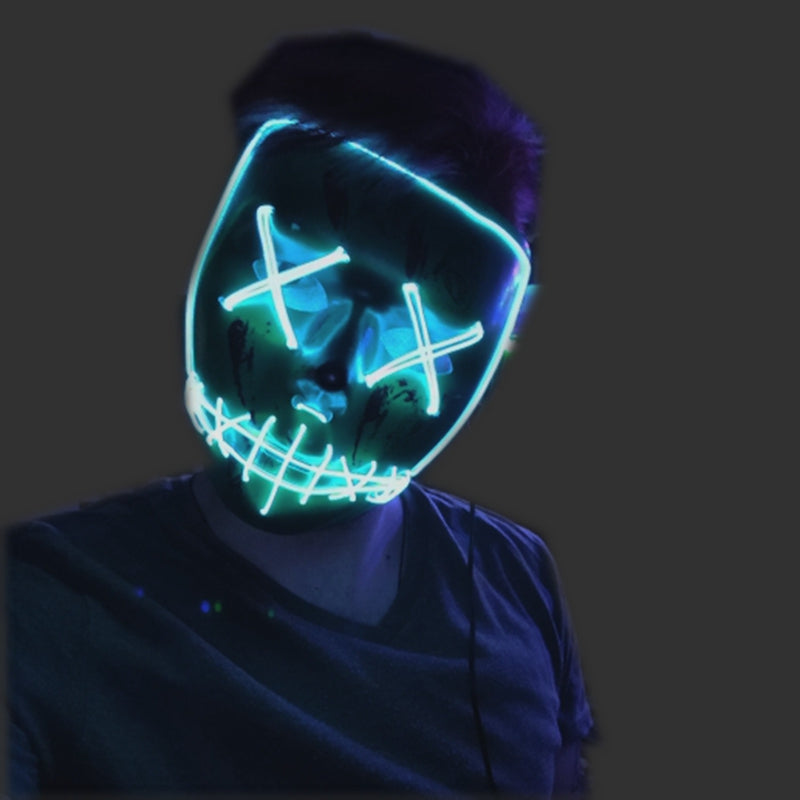 Halloween LED Glow Masks Horror Rave Mask El Wire Light up for Festival Cosplay Costume Funny Election Party Decor Purge Mask