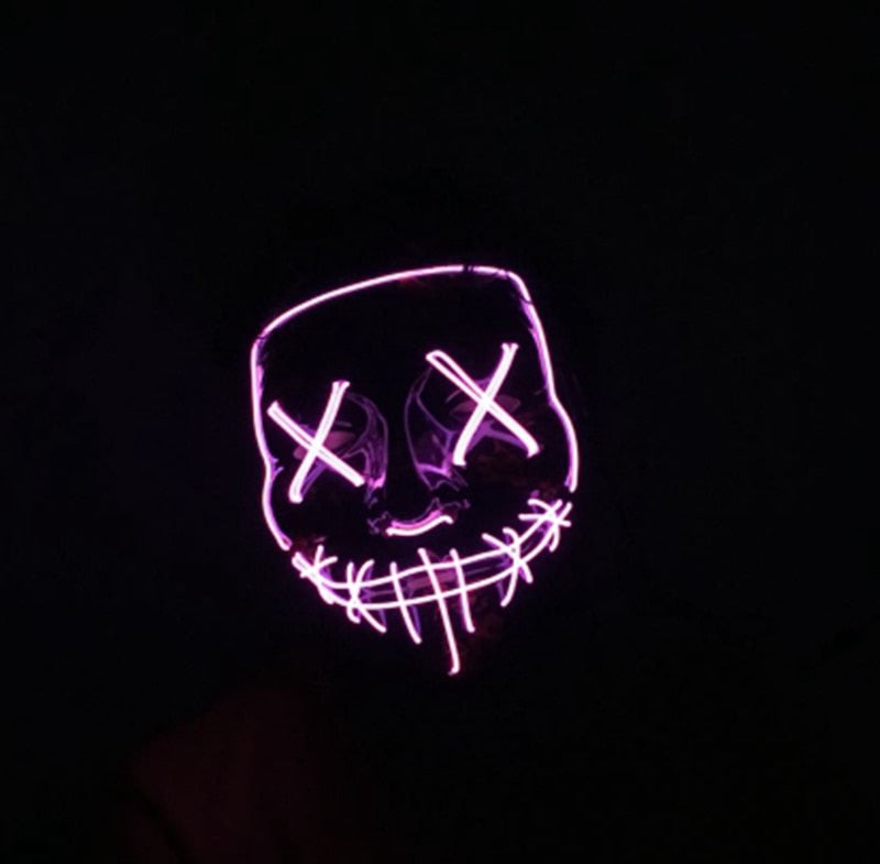 Halloween LED Glow Masks Horror Rave Mask El Wire Light up for Festival Cosplay Costume Funny Election Party Decor Purge Mask
