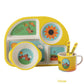 5pcs/set Baby Dinnerware Bamboo Fiber Children Tableware Set Plate Dishes Bowl With Spoon Cartoon Feeding Set Food Container