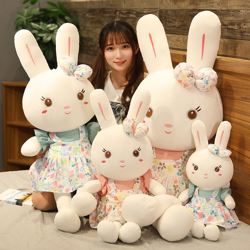 New Cool Flower Cloth Rabbit Doll Plush Rabbit Doll Children's Birthday Gift For Girls