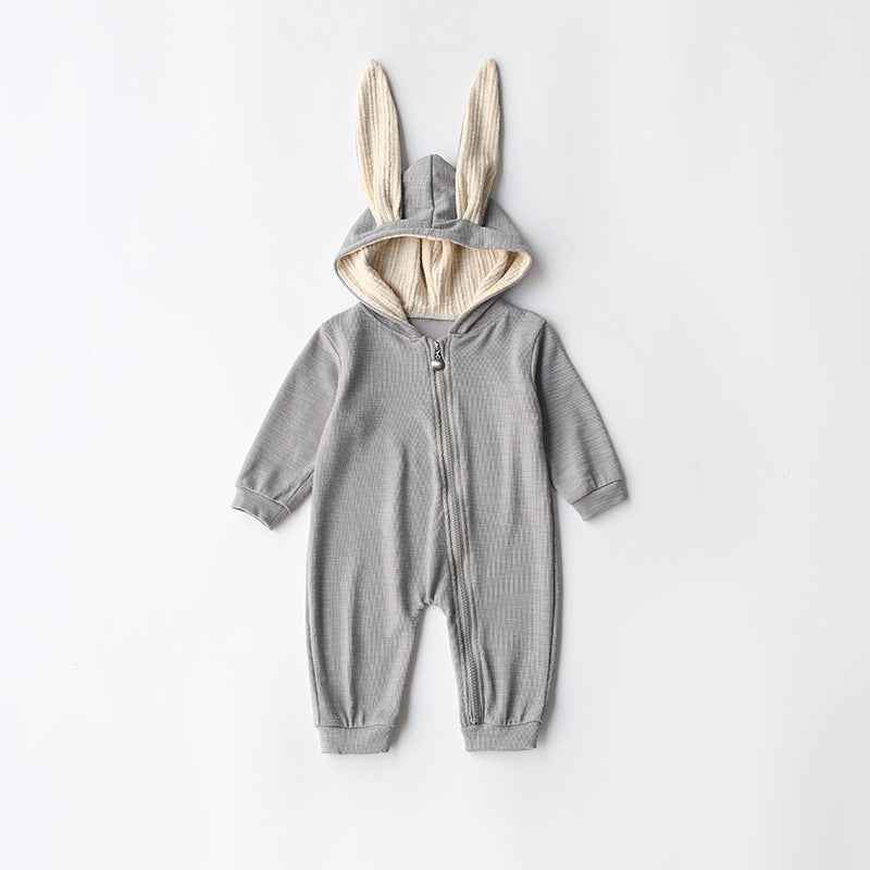 Baby Clothes One Piece Big Ears Rabbit Pack Butt Clothes Hooded Zipper Jumpsuit Romper
