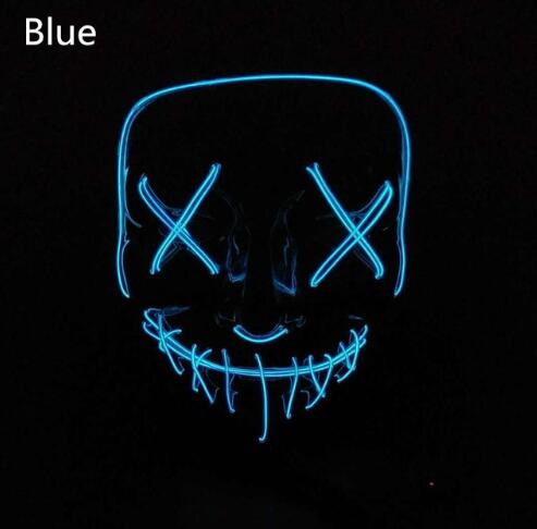 Halloween LED Glow Masks Horror Rave Mask El Wire Light up for Festival Cosplay Costume Funny Election Party Decor Purge Mask