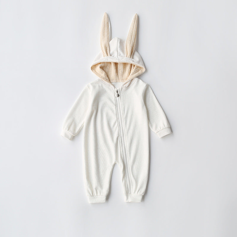 Baby Clothes One Piece Big Ears Rabbit Pack Butt Clothes Hooded Zipper Jumpsuit Romper