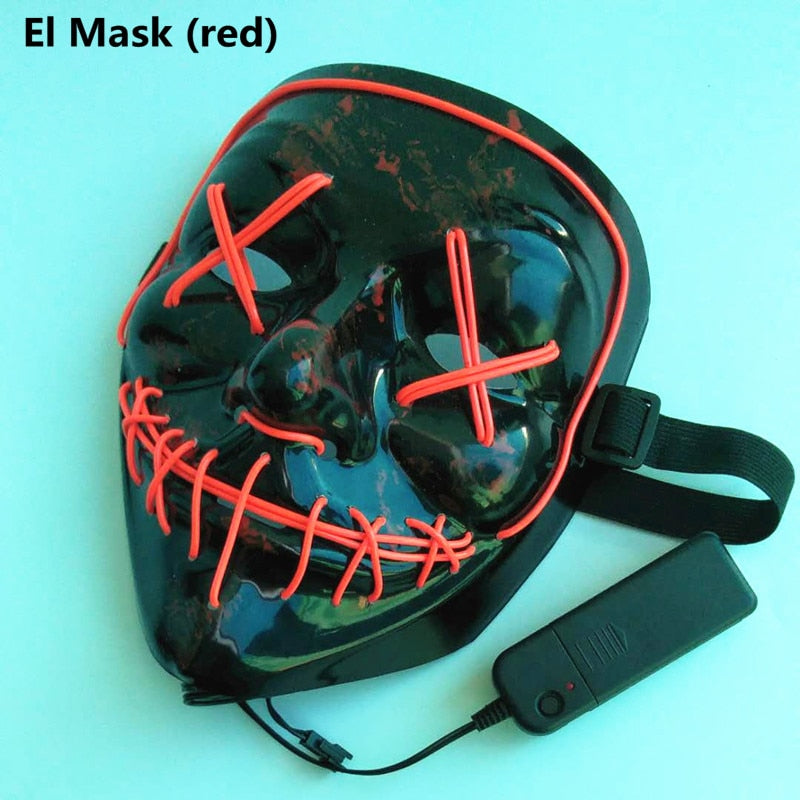 Halloween LED Glow Masks Horror Rave Mask El Wire Light up for Festival Cosplay Costume Funny Election Party Decor Purge Mask