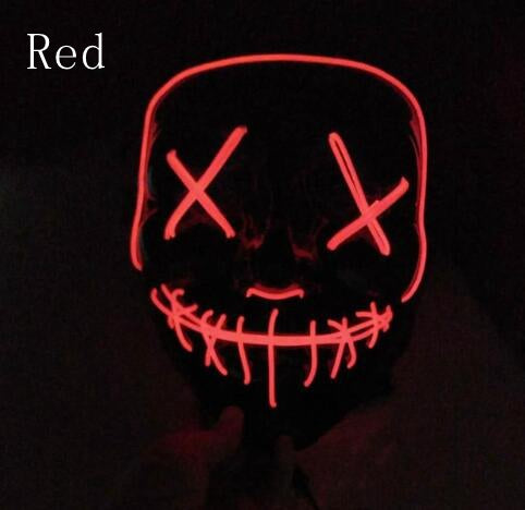 Halloween LED Glow Masks Horror Rave Mask El Wire Light up for Festival Cosplay Costume Funny Election Party Decor Purge Mask