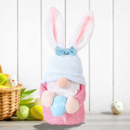 New Easter Decorative Supplies Creative Bunny Hug Egg Doll Ornament Pink Bunny Ears Doll Gift