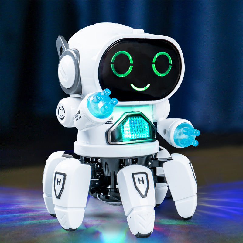 Tiktok six claw fish machine electric toy cartoon six claw fish robot dance music light children gift