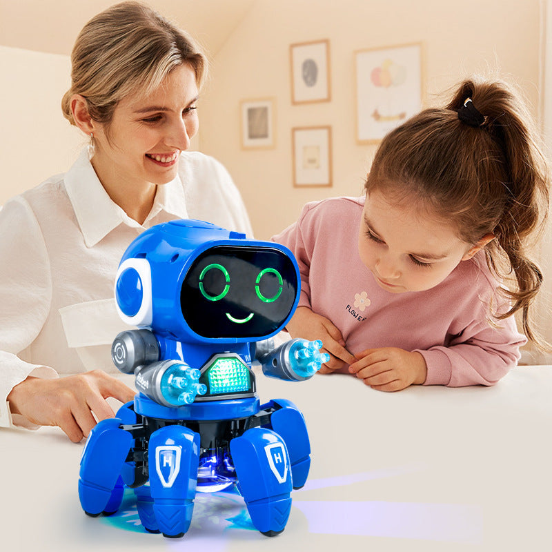 Tiktok six claw fish machine electric toy cartoon six claw fish robot dance music light children gift