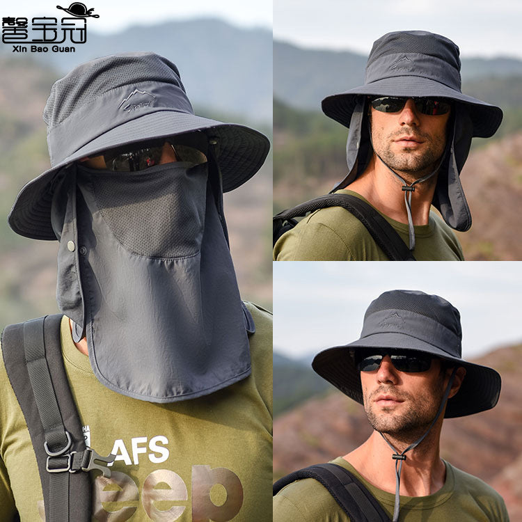 Fisherman hat male sun hat summer outdoor quick-drying sunscreen hat fishing breathable sun hat female face cap 9073