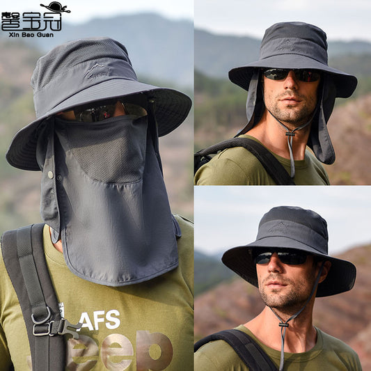 Fisherman hat male sun hat summer outdoor quick-drying sunscreen hat fishing breathable sun hat female face cap 9073