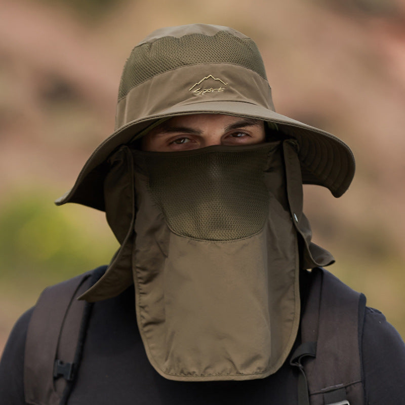 Fisherman hat male sun hat summer outdoor quick-drying sunscreen hat fishing breathable sun hat female face cap 9073