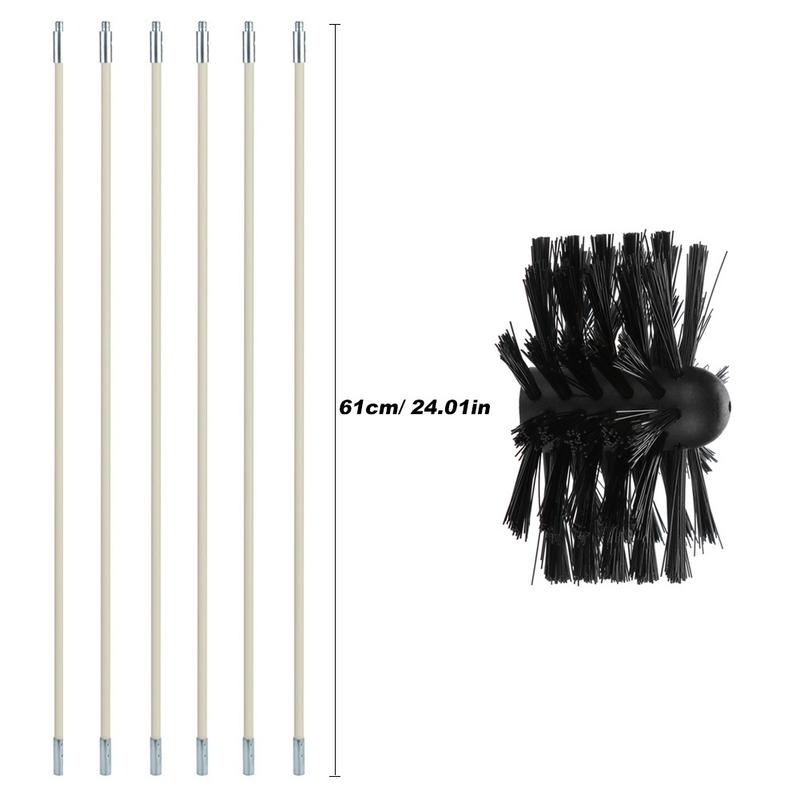 Bendable Long nylon wire Chimney Brush Flexible Dryer Pipe Inner Wall Cleaning Kit Includes 6 Flexible Rods 1 Brush Head