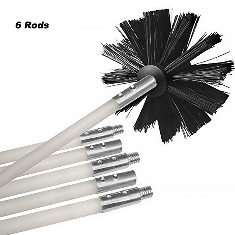 Bendable Long nylon wire Chimney Brush Flexible Dryer Pipe Inner Wall Cleaning Kit Includes 6 Flexible Rods 1 Brush Head