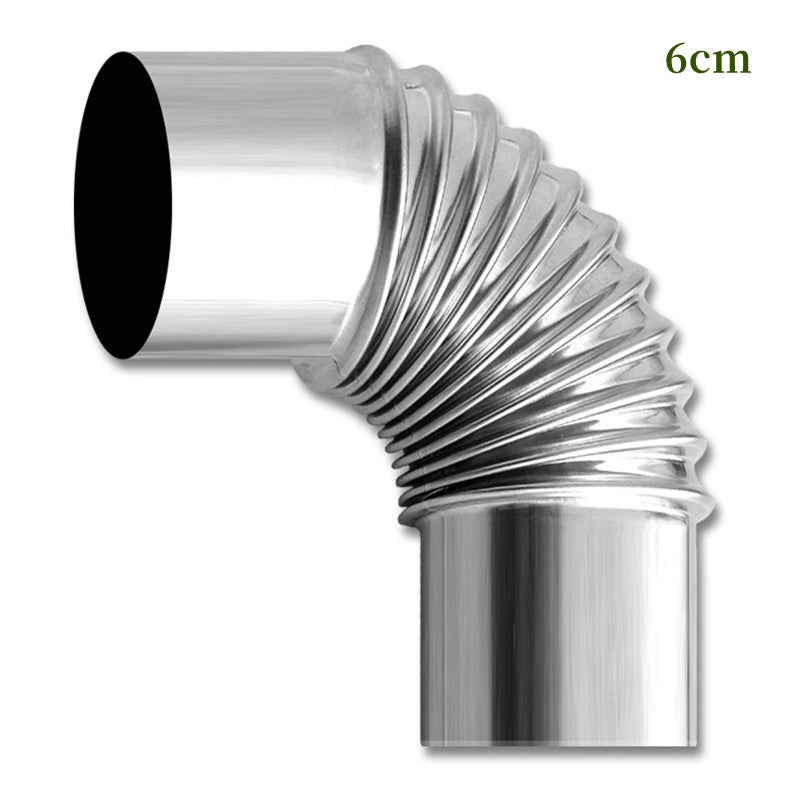 Stainless Steel Chimney Firewood Stove Elbow Firewood Stove Firewood Stove Outdoor Household Rural Heating Smoke Exhaust Pipe Ventilation