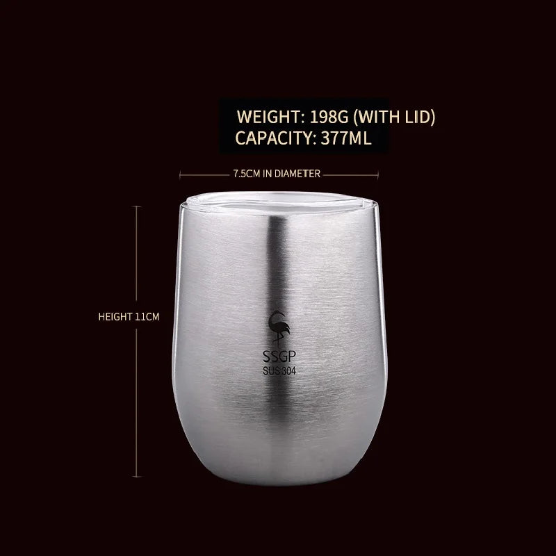 Stainless Steel Water Cup 304 Cup Office Small Tea Container Anti-Fall with Cover Double-Layer Anti-Scald Handy Coffee Cup Tea C