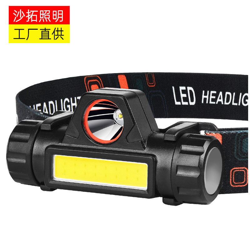 Factory direct approval strong light headlight led outdoor lighting head-mounted flashlight night fishing cob charging small headlight cross border