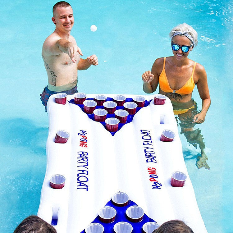 PVC inflatable porous cup holder, cross-border manufacturer of 28 hole table tennis float, beverage and beverage inflatable float bed